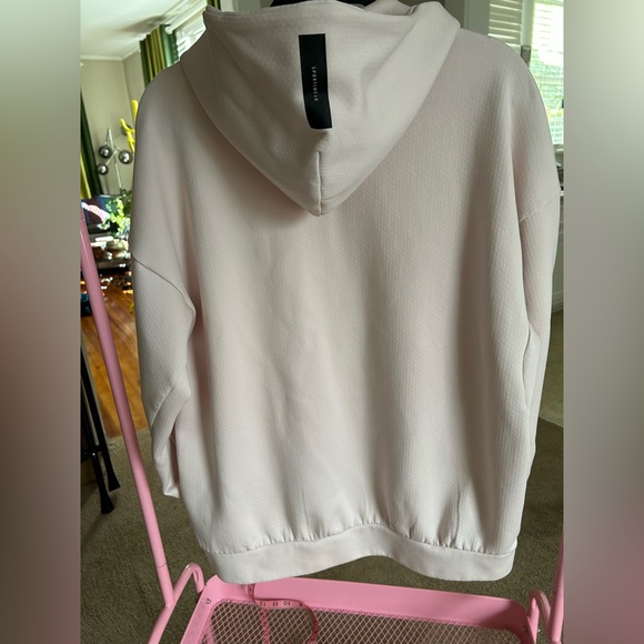 Adidas Womens Z.N.E. Full Zip Light Pink Hoodie with Black Accents - Size L - Picture 3 of 8